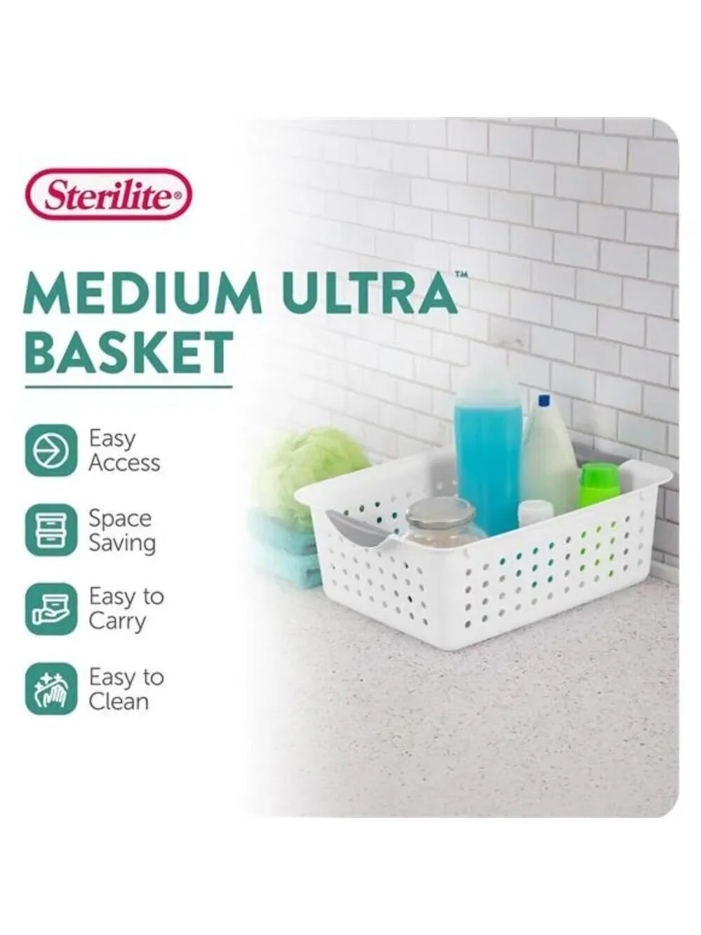 White Plastic Storage Bins Set of 6 Medium Closet Cabinet Countertop Organizer